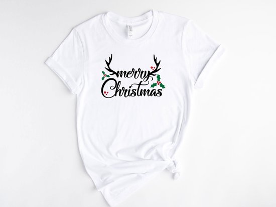 Lykke Christmas T-Shirt | Kerst | Merry Christmas | Mannen - Vrouwen - Unisex | Katoen | Wit | Maat L