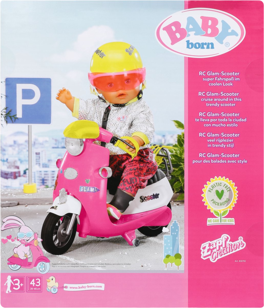 BABY born Glam RC Scooter for 43cm dolls - Remote control toys - Easy for small hands, Creative play promote empathy & social skills - For toddlers aged 3 BABY born Glam RC Scooter for 43cm dolls - Remote control toys - Easy for small hands, Creative play promote empathy & social skills - For toddlers aged 3