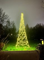 Meisterhome - Kerstboom voor buiten – 2.4 Meter – 400 Led Warm Wit– Met mast - vlaggenmast