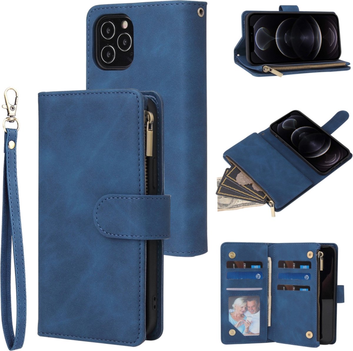BookCover Wallet Etui Hoes voor iPhone 12 - Blauw