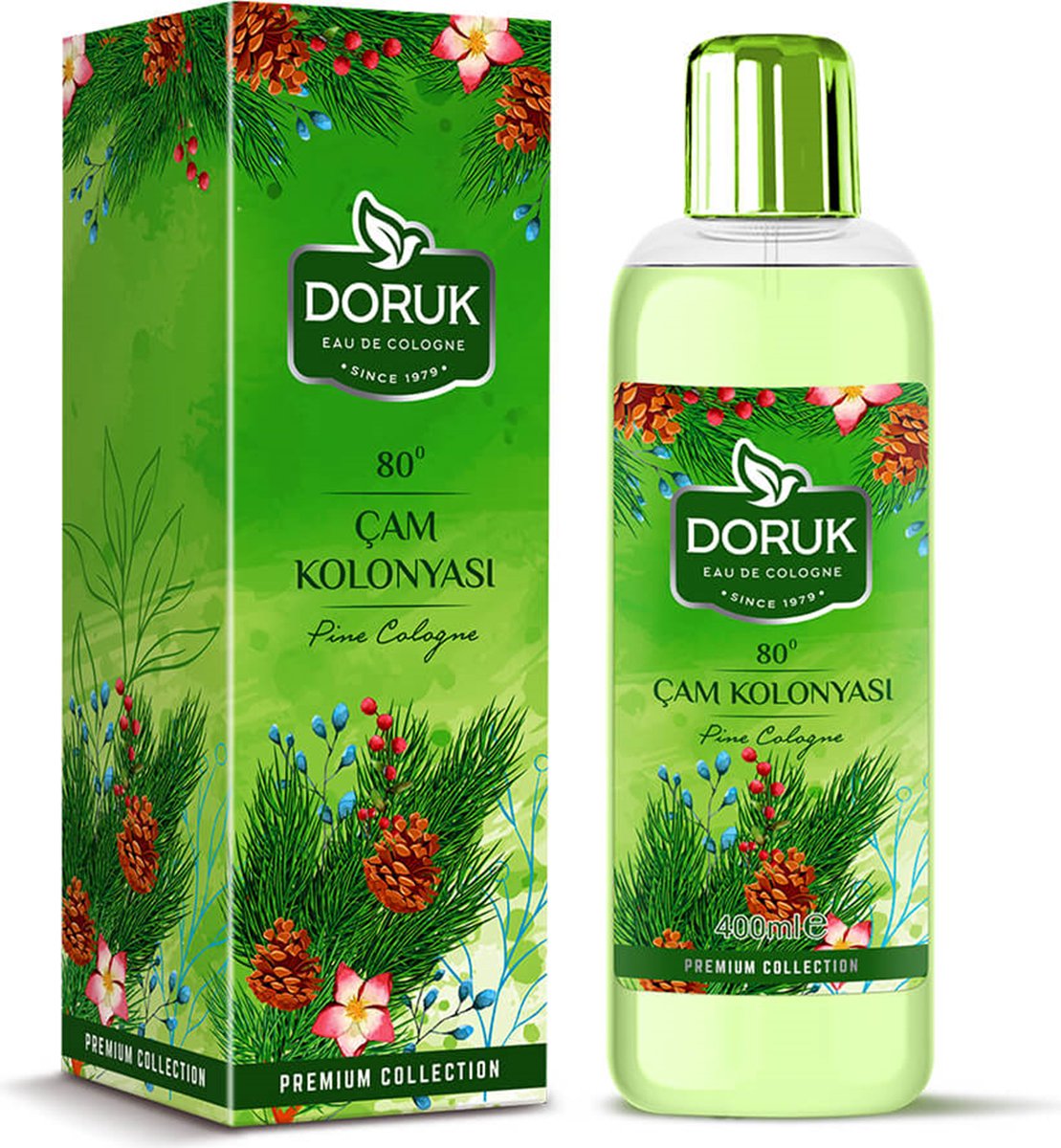 Doruk - Eau de cologne 400ml - 80° alcohol - pijnboom cologne - Optimale desinfectie van handen