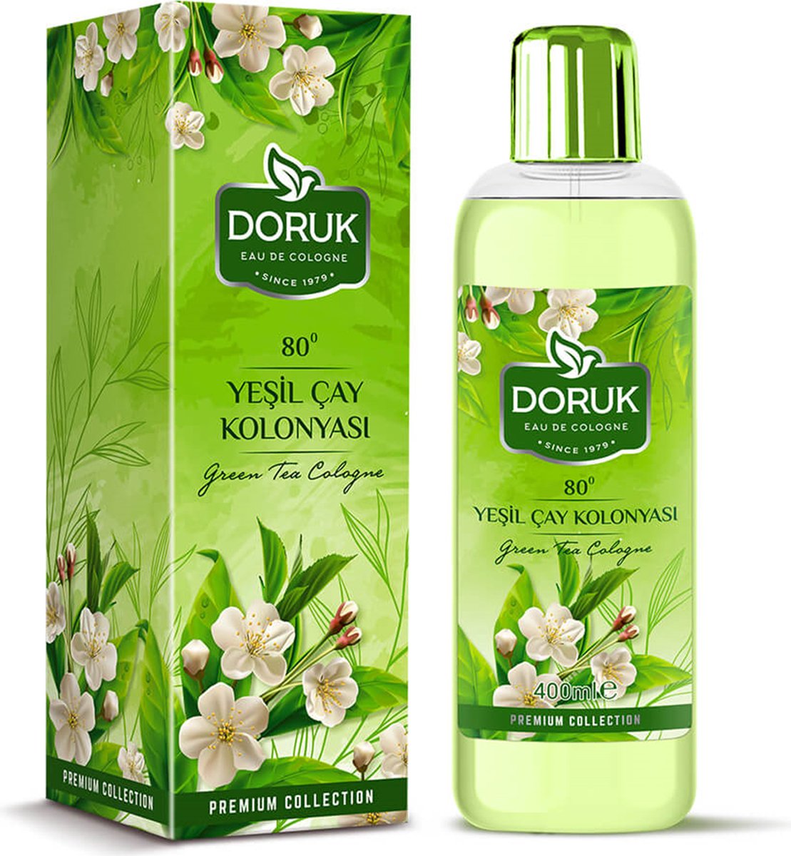 Doruk - Eau de cologne 400ml - 80° alcohol - Green teageur - Optimale desinfectie van handen
