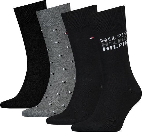 Tommy Hilfiger Sock Tin Giftbox (4-pack) - chaussettes pour hommes - noir - Taille: 39-42
