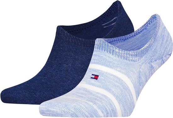 Tommy Hilfiger Footie Slub (2-pack) - heren onzichtbare sokken - blauw -  Maat: 43-46 | bol.com