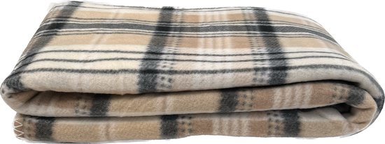 Fleece Deken - Ruit - 160x200cm - Bruin, Wit, Zwart - Polyester - 100% Microfibre - TV Deken - Plaid - Warmte Deken Voor op de Bank - Fleece Blanket - Warmth Blanket For the Couch - Bank Deken - Blanket - Deken