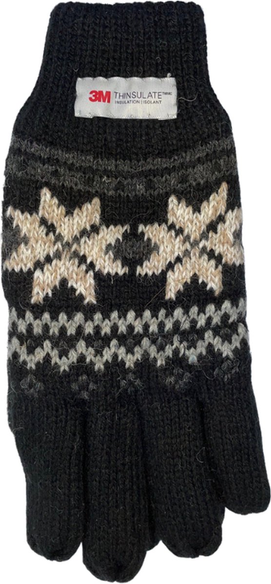 Dames handschoenen winter - Thinsulate voering - Noors motief zwart - One size