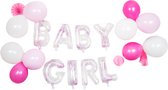 Decoratieset ballonnenslinger baby meisje latex/papier/kunststof 23 delig [Promoballons]