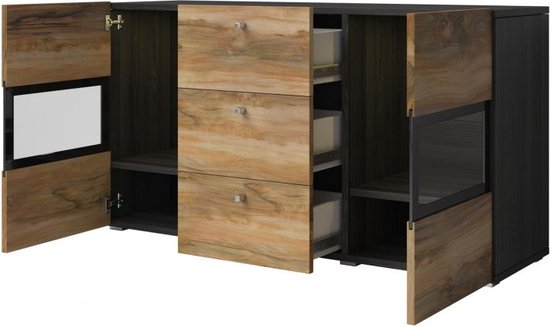 Commode Ferrersp 80x80x40 cm eikenkleurig havermout en naturel [en.casa