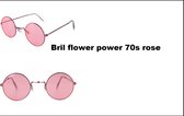 Bril flower power 70s rose - John lennon bril beatles rond 70s and 80s disco peace flower power happy together toppers