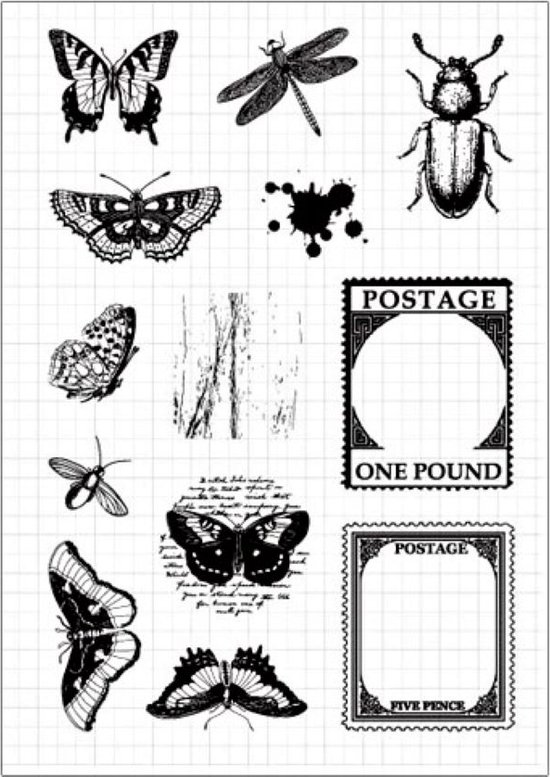 Foto: Clearstamps journaling insects insecten stempel stempels voor o a bulletjournal scrapbooking en kaarten maken