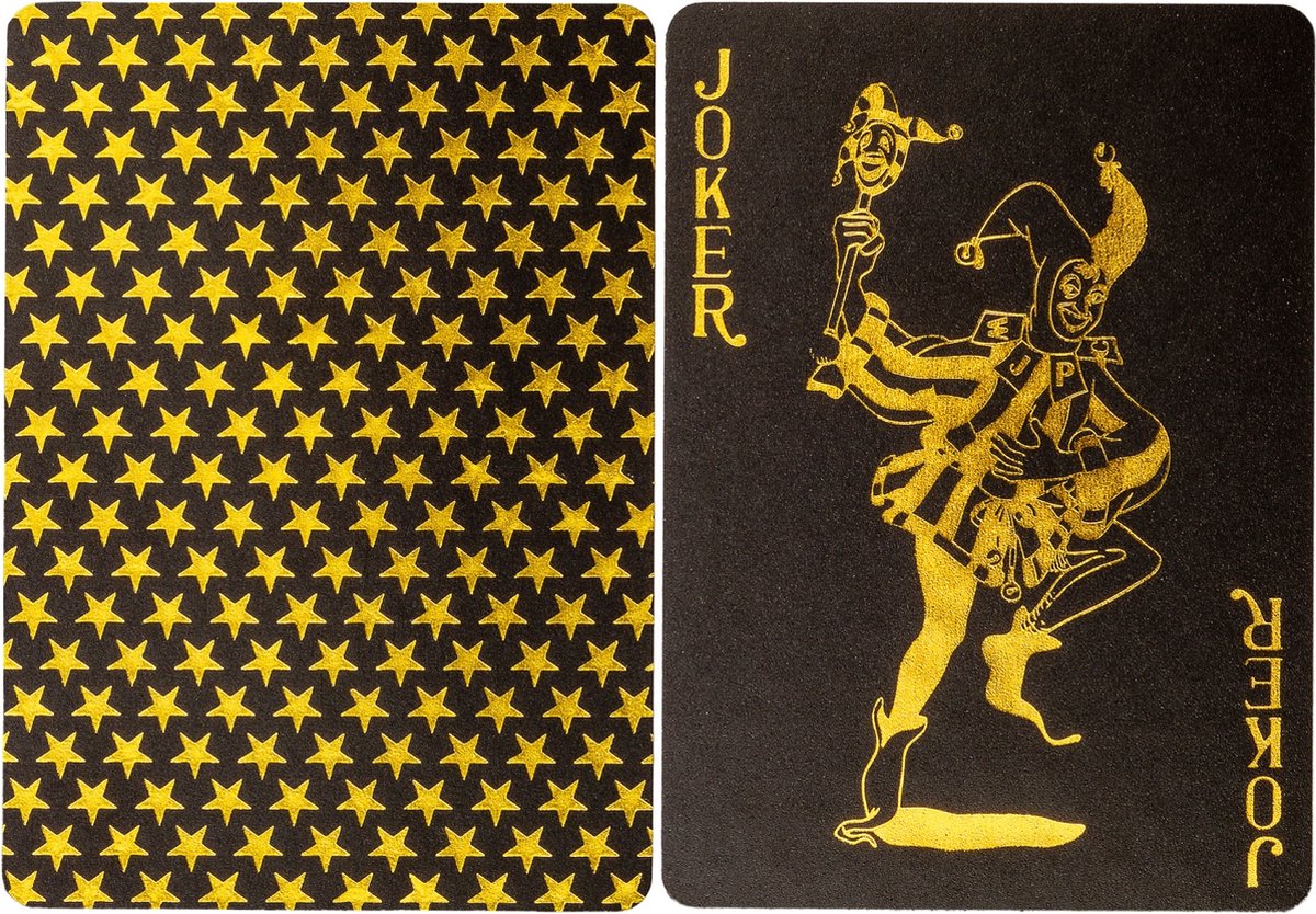 GAMES PLANET Pokerkaarten - Pokerdeck - 52 Kaarten - Waterdicht - Zwart / Goud