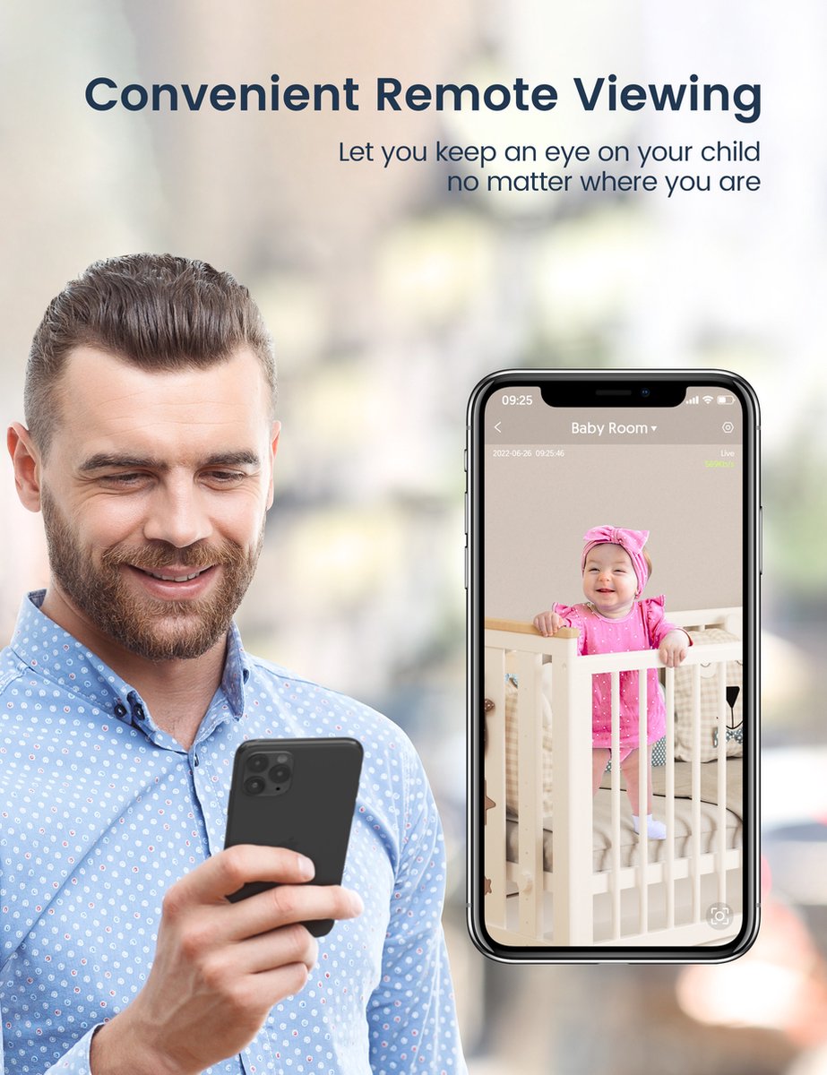 KALADO GC1Pro Wifi Babyfoon met Camera - Nachtzicht - afbeelding 2