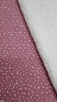 Kinderwagendeken - oud roze katoen met witte dots - witte teddy - ook voor moses mandje