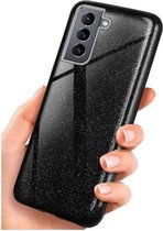 Samsung S21 Siliconen Glitter Hoesje Zwart