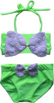 Maat 56 Bikini zwemkleding NEON Groen met strik badkleding baby en kind fel groen zwem kleding