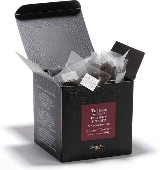 Dammann Frères - Earl Grey Yin Zhen 50 Cristal zakjes - Chinese zwarte thee met bergamot - Composteerbare theebuiltjes