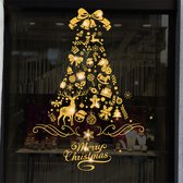 Merry Christmas Grote Raamsticker Kerstboom Goud - XL- Herbruikbaar - Raamstickervel - Christmas - Goud - Herbruikbaar - Sneeuwvlokken - Kerstmis - Decoratie - Raamdecoratie - Kerstversiering - Raamversiering - Raamtekening - Kerstballen