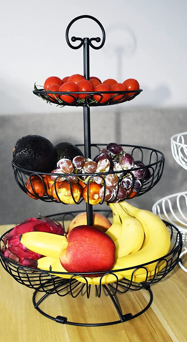 Acliys Corbeille à Fruits à 3 étages En Céramique - Support De Service à 3 étages Avec