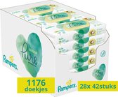Bol.com Pampers Pure Coconut Babydoekjes - 28 verpakkingen van 42 doekjes = 1176 Babydoekjes aanbieding