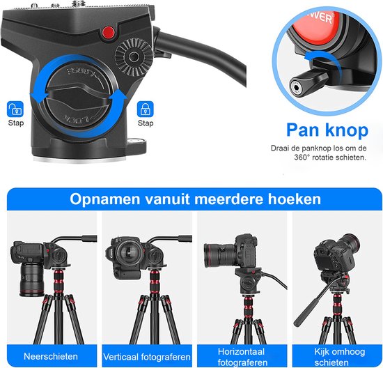 Neewer® 2in1 N55CL Carbon Fibre Camera Statief Monopod Max 200cm