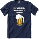 Zo weekend, bijtanken! - Bier kleding cadeau - bierpakket kado idee - grappige bierglazen drank feest teksten en zinnen - T-Shirt - Heren - Navy Blue - Maat L