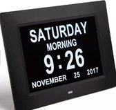 Astilla Products - Digitale/Analoge klok/kalender met datum, tijd en alarm - Dementieklok zwart - Ochtend, middag en avond aanduiding