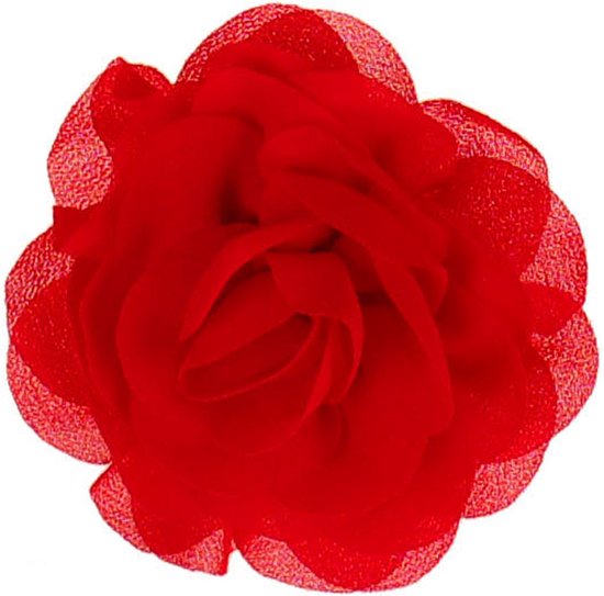 Barrette Bloem Rouge en Tissu - 8cm