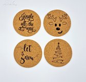 [Nice Little Things] - Set van 4 Onderzetters Kerstmis - Fijn gegraveerd
