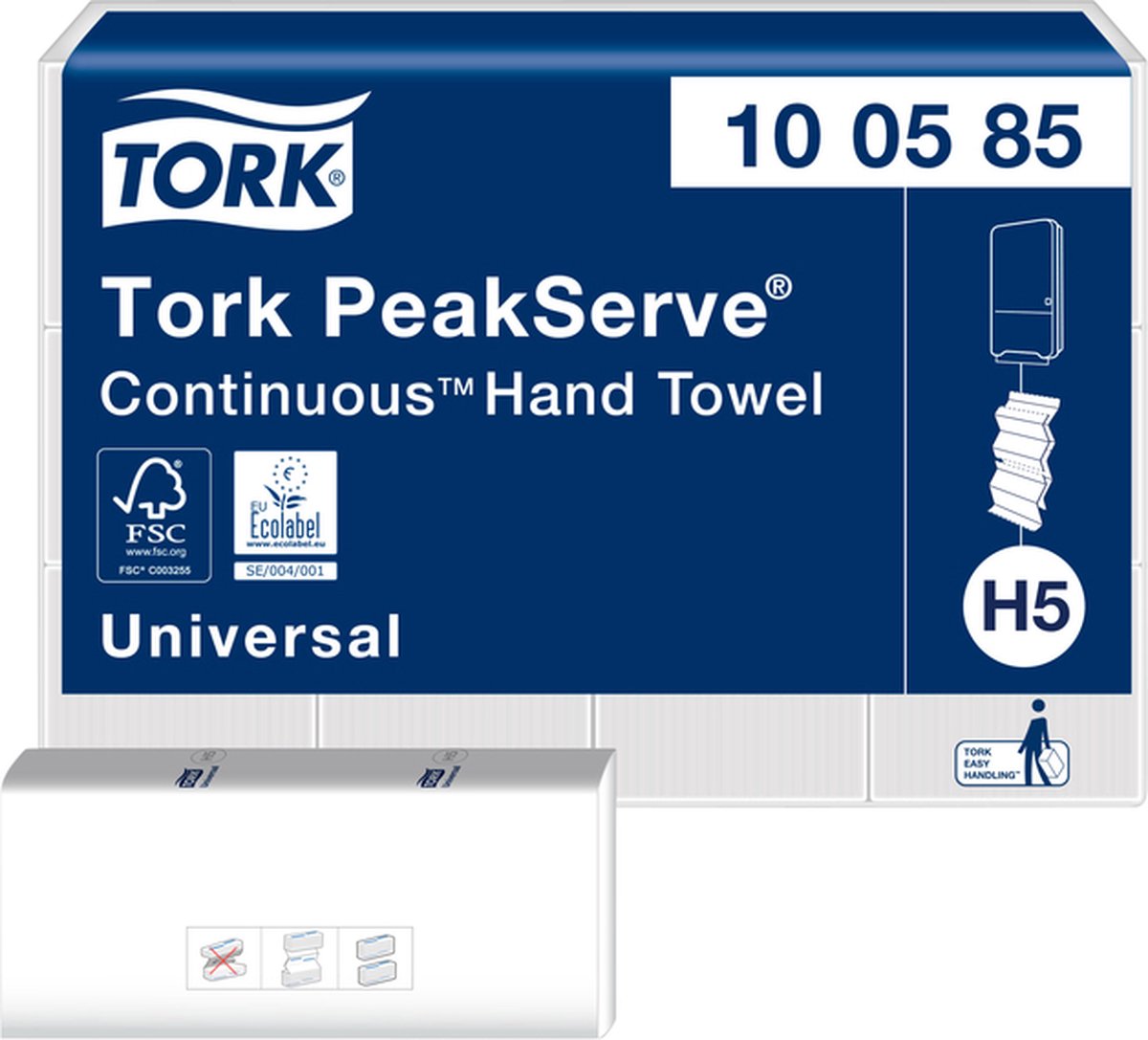 Tork Handdoek PeakServe Continu H5 universal gecomprimeerd wit 100585 12 stuks 12 stuks