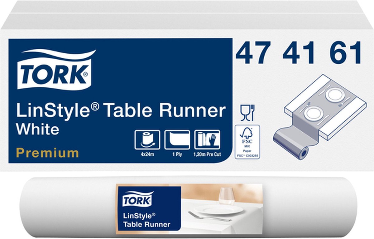 Goedkoopste Tafelloper Tork LinStyle® duurzaam 1laags 120x40cm wit 474161