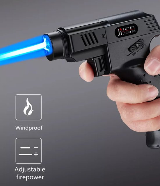 Black Turbo Gun Torch - Vuurwerk Aansteker - Stormaansteker - Gasbrander