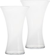 2x stuks trompet vazen glas transparant 15 x 24 cm - Transparante vazen van glas