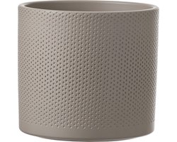 Mica Decorations Bloempot - taupe relief - keramiek - 17 x 19 cm - plantenpotten binnen