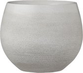 Pot de fleurs en céramique blanche crème pour plante d'intérieur H15 x P18 cm - Cache- pots Mica Decorations