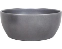 Floran Bloempot schaal - zilver metallic - glanzend - H9.5 x D22.5 cm - keramiek - voor kamerplant - plantenpotten binnen