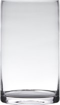 Transparante home-basics Cylinder vorm vaas/vazen van glas 20 x 15 cm - Bloemen/takken/boeketten vaas voor binnen gebruik