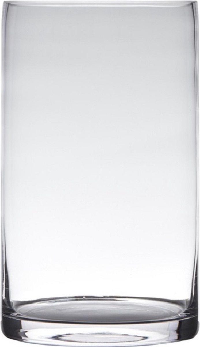 Hakbijl Glass Vaas - transparant - 20 x 15 cm - glas - cilinder vorm - vazen - bloemenvaas
