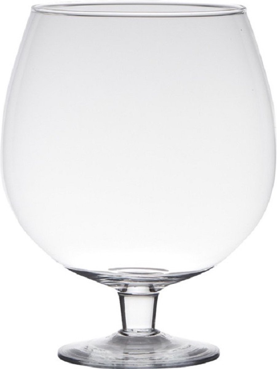 Hakbijl Glass Vaas Brandy - 20 cm - op voet - bloemenvaas - terrarium