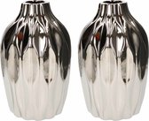 2x Vase/vases en céramique Junas argent 15 x 25 cm - Vases à fleurs en céramique