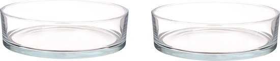2x Lage schalen/vazen transparant rond glas 8 x 29 cm - cilindervormig - glazen vazen - woonaccessoires