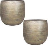 Set de 3x pots de fleurs / pots de fleurs de luxe or Mira céramique 18 cm - Cache-pots / jardinières en céramique