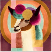 Graphic Message - Schilderij op Canvas - Lama - Alpaca - Iwakasumi - Moderne Kunst