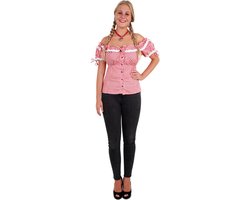 Tiroler blouse - Dames - Oktoberfest - rood - wit - Maat L