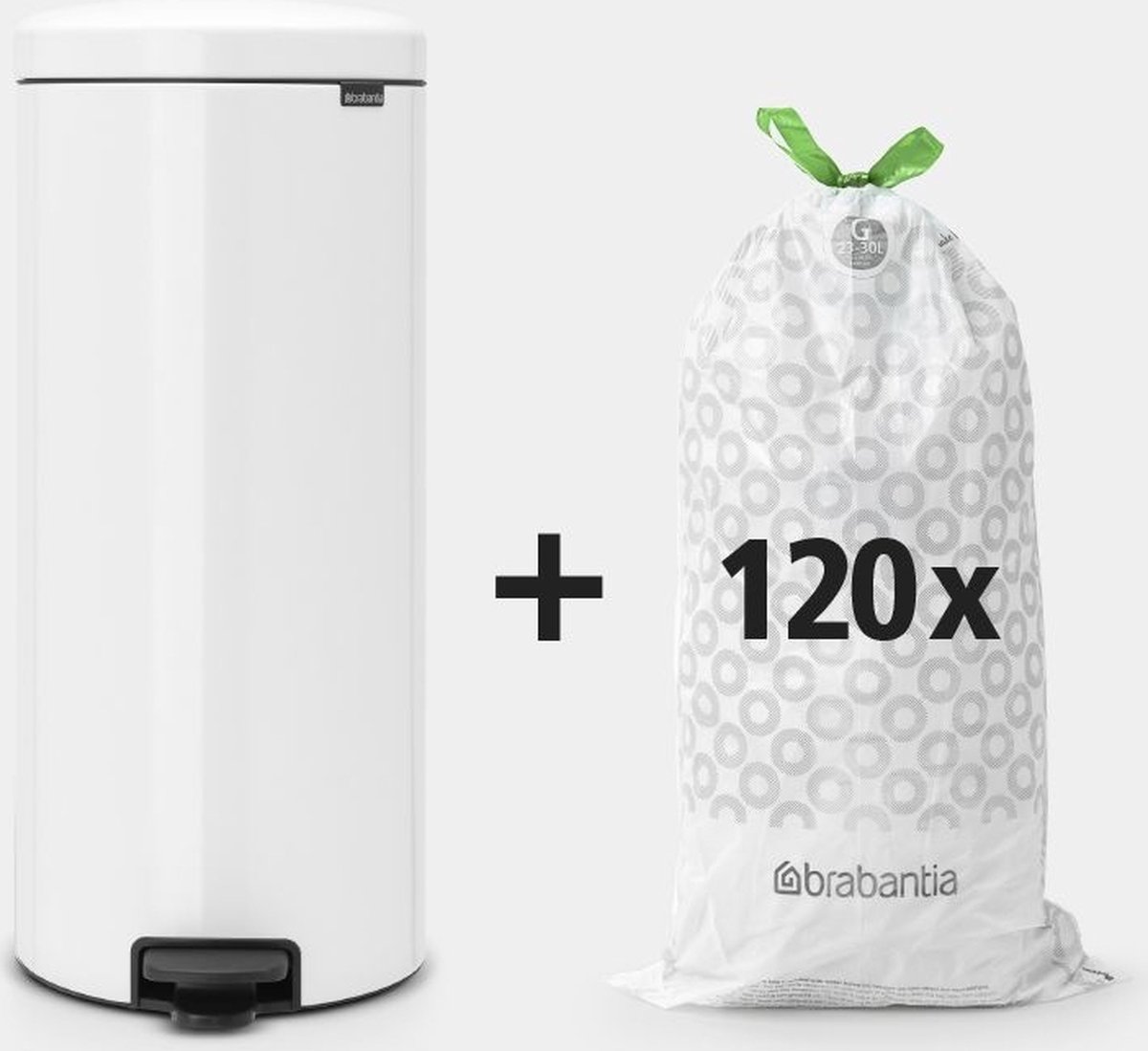 Brabantia Newicon pedaalemmer White 30L + 120 zakken