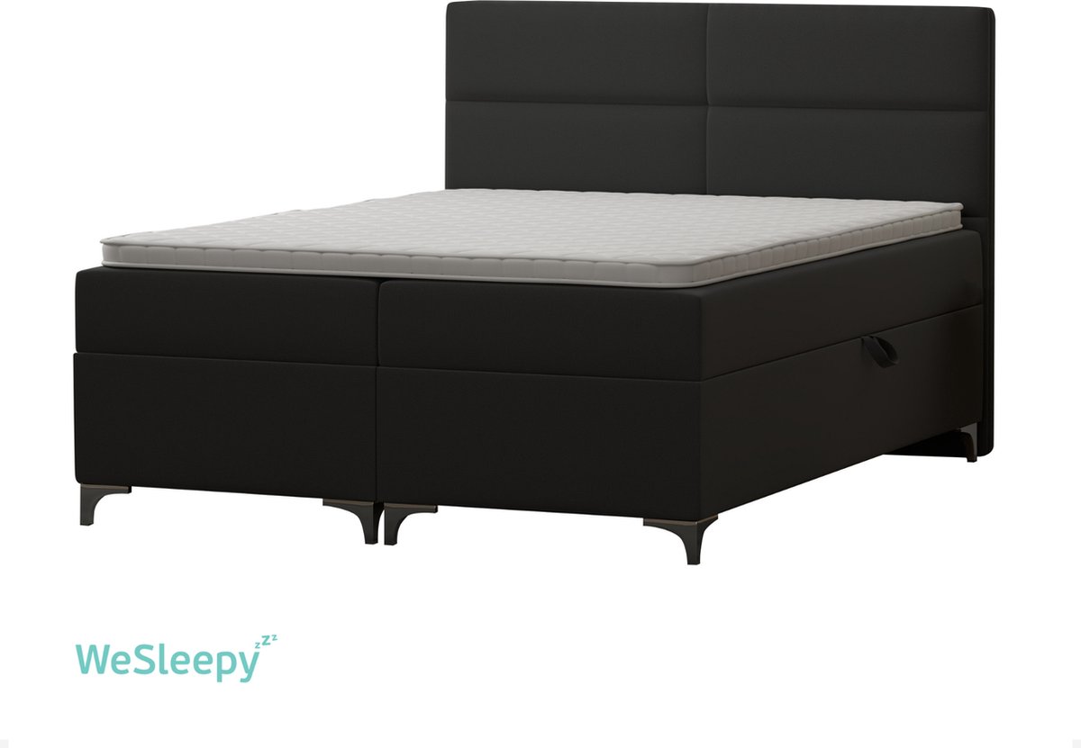 WeSleepy® Prime Boxspring Bed met Opbergruimte 140x200 - Inclusief Topmatras - Antraciet