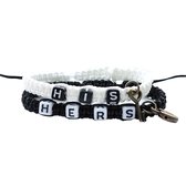 Couple bracelets | His lock, hers key | zwart,wit | armbandenset