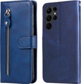 Mobigear Telefoonhoesje geschikt voor Samsung Galaxy S23 Ultra Hoesje | Mobigear Zipper Bookcase Portemonnee | Pasjeshouder voor 3 Pasjes | Telefoonhoesje voor Pinpas / OV Kaart / Rijbewijs - Blauw