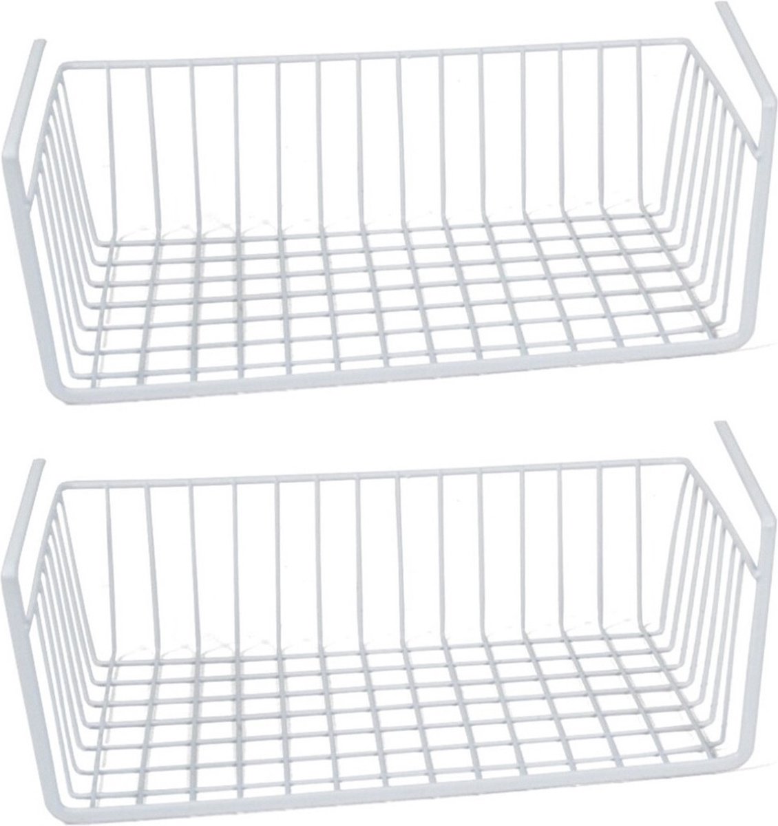 Gerimport Kastmandje - 4x - wit - metaal - 30 x 25 x 14 cm - opberg hangmand
