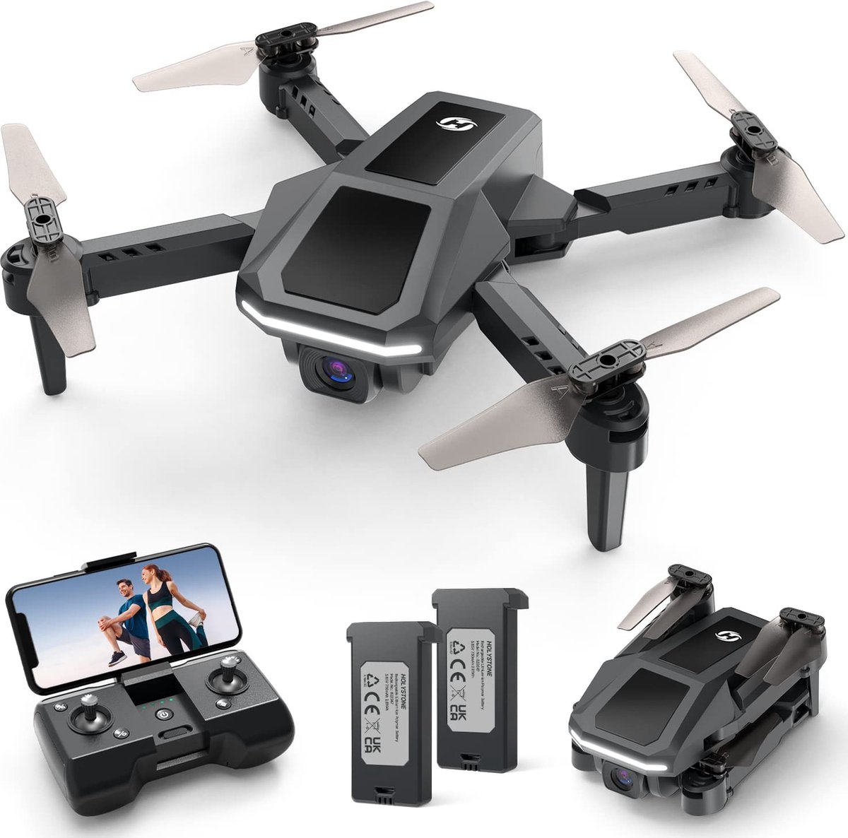 Holy Stone HS430 Drone Zwart - Drone met Camera - Stabiele Drone - Quadcopter - Full HD - Gratis extra Accu en extra Propellers - Throw to Go - 3D Flip - Kantelbesturing Smartphone