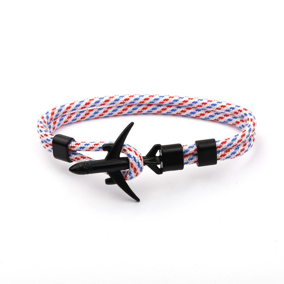 Kungu - Blauw & Rood - Vliegtuig - Luxe rope armband voor heren en dames - Outdoor Milano line - Cadeau - Geschenk - Voor Man - Vrouw - Armbandje - Jewellery